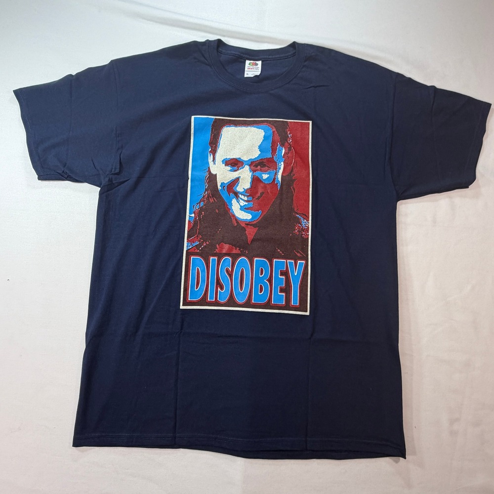 T-Shirt Mens XL Loki Disobey Graphic Navy Heavy Cotton Tee NWOT Like New Unworn